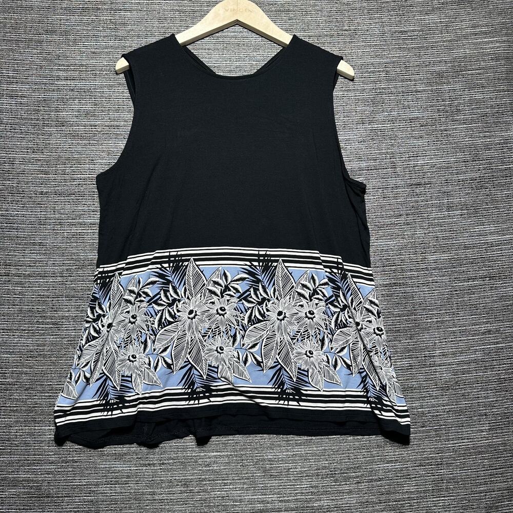 J Jill Wearever Tank Top Women's L Black Floral